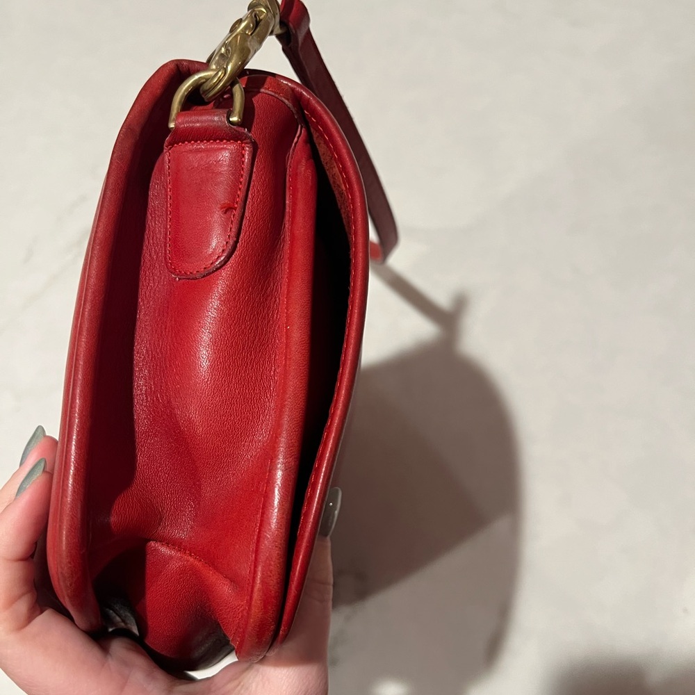 Vintage 1997 Coach Red Leather Convertible Clutch 9635 Bag - Picture 12 of 15